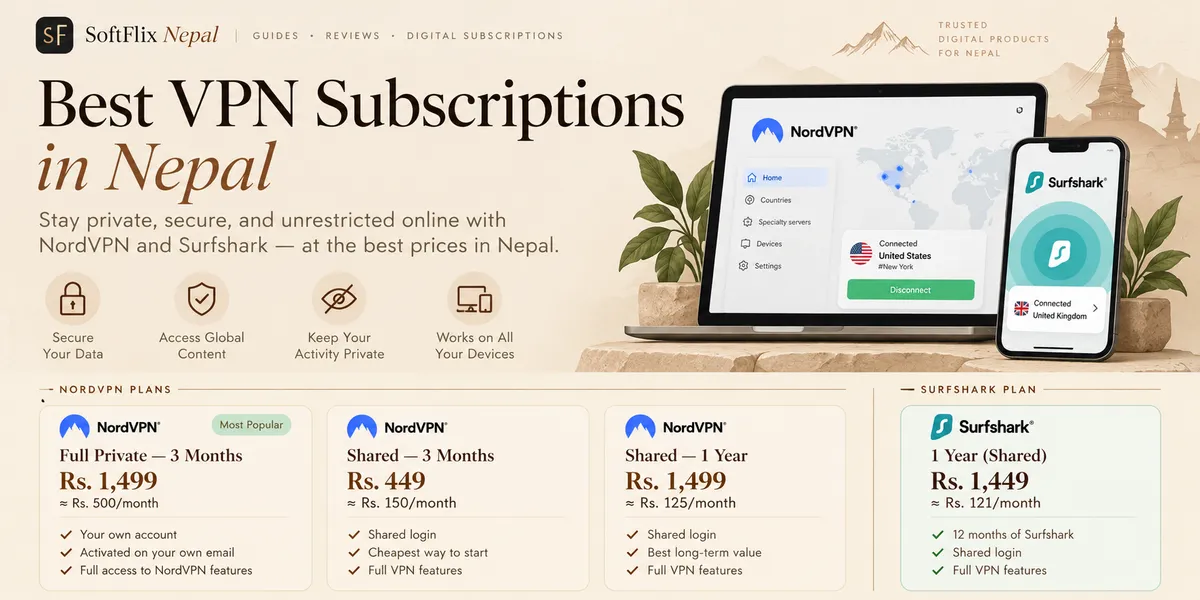 How to Buy Surfshark VPN in Nepal (2026) — 1 Year for Rs. 1,449