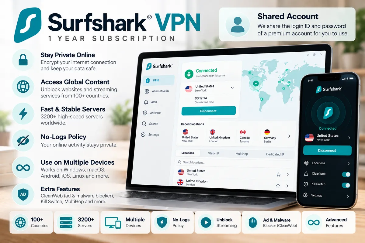 Surfshark VPN 1 Year - Buy in Nepal