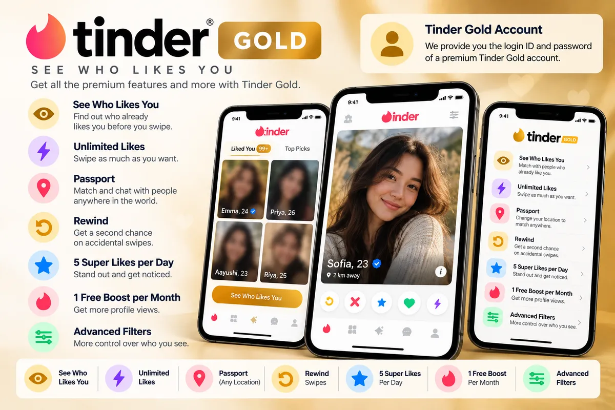 Tinder Gold – Digital Gift Card (6 or 12 Months) - Buy in Nepal