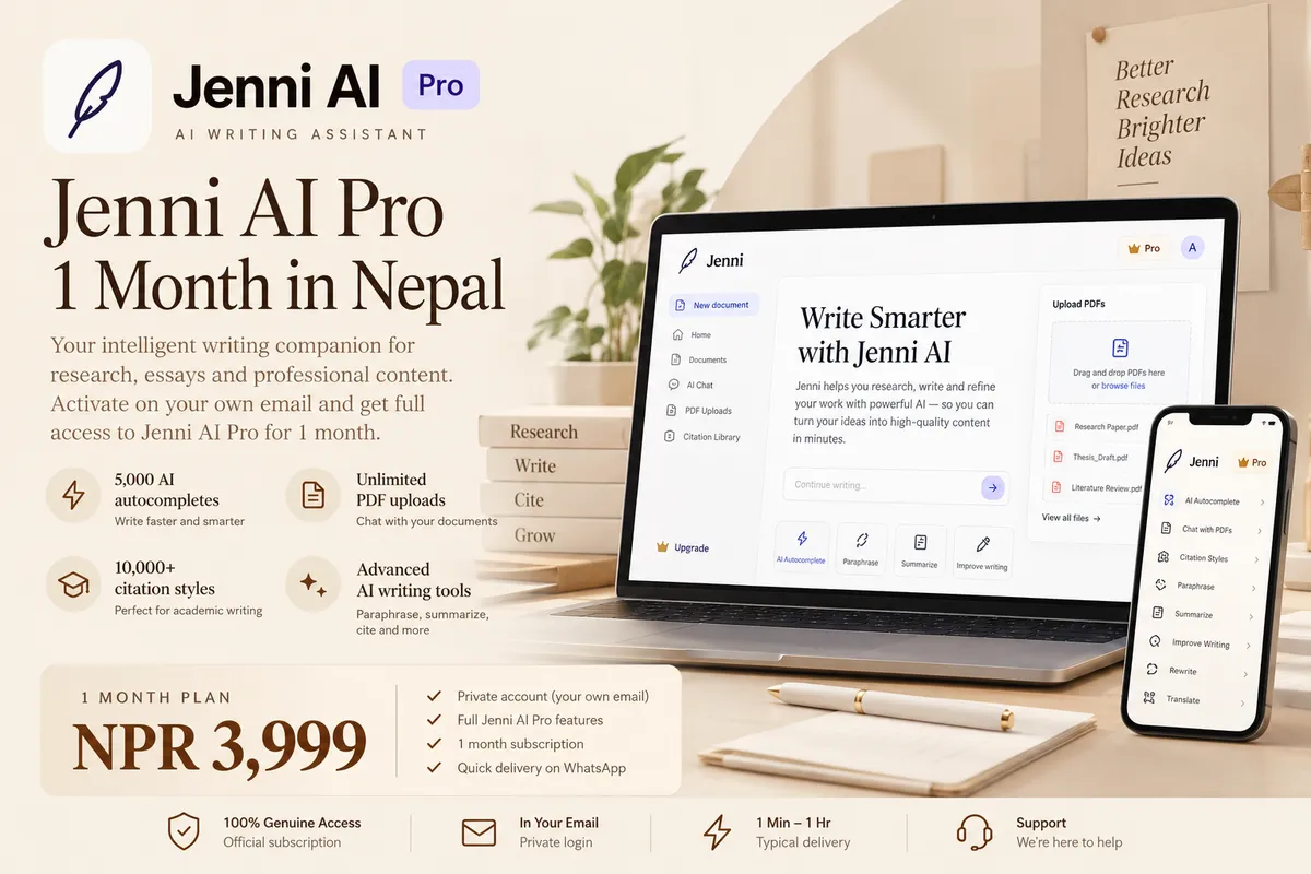 Jenni AI Pro 1 Month (Full Private) - Buy in Nepal