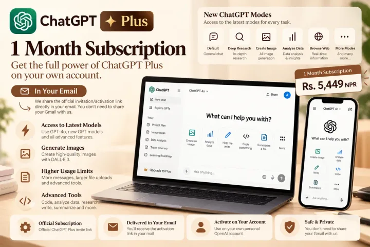 ChatGPT Plus 1 Month (Full Private — Your Own Email) - Buy in Nepal