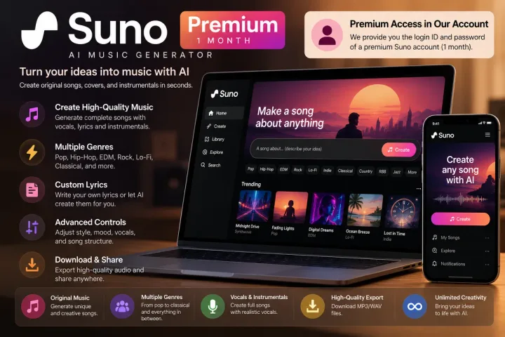 Suno AI Music Generator – Premium 1 Month - Buy in Nepal