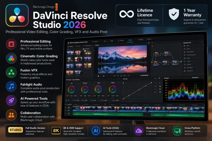 DaVinci Resolve Studio 2026 – Lifetime License Key (1 PC) - Buy in Nepal