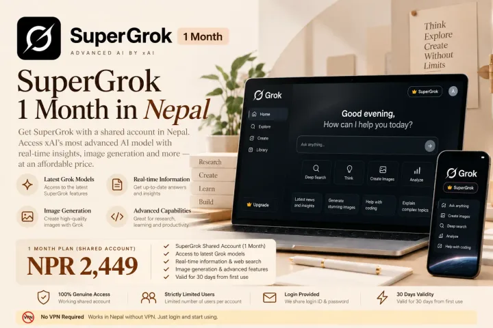 Grok SuperGrok 1 Month – Shared Account - Buy in Nepal