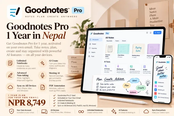 Goodnotes 1 Year (Essential / Pro) – Your Own Email - Buy in Nepal